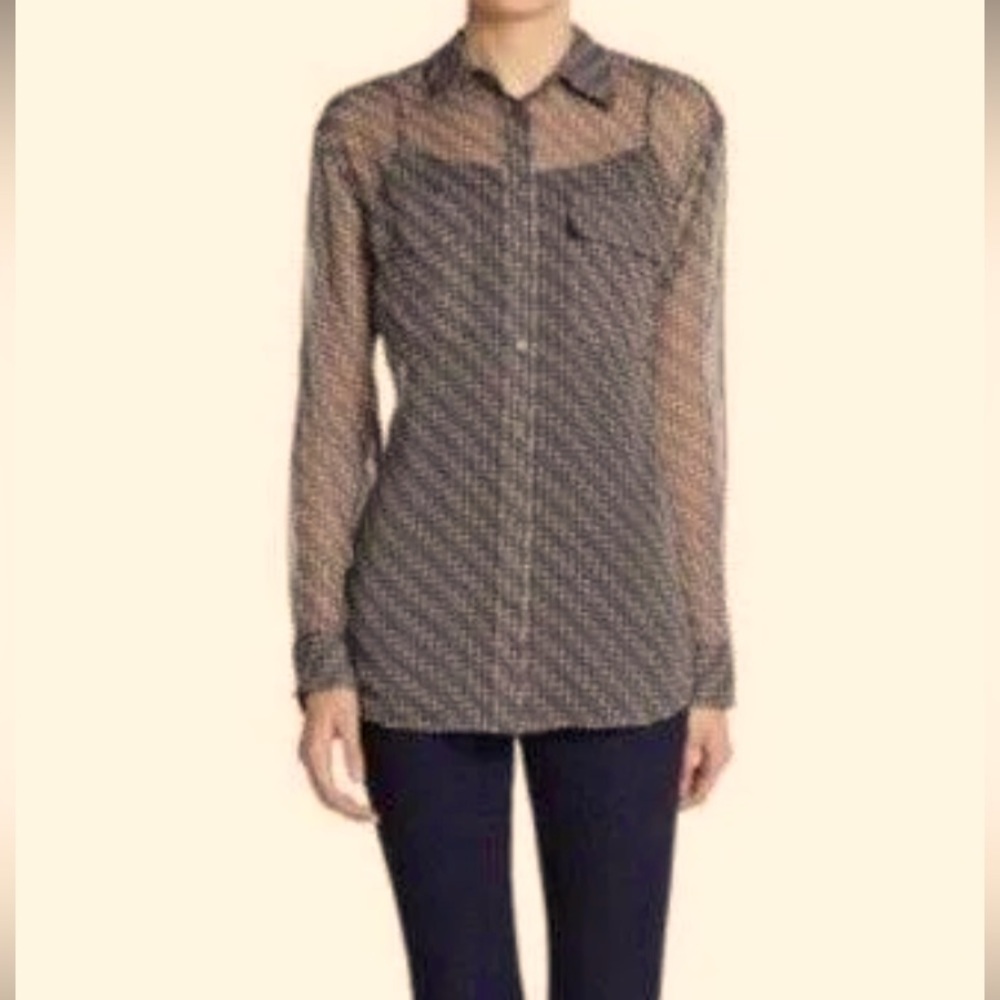 🎀♠️Equiptment Houndstooth Blouse♠️🎀100%Silk!Perfect Condition!♠️🩷Small♠️🎀